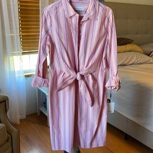 Calvin Klein button-down shirt, dress, tied at waist, pretty striped, size 8
